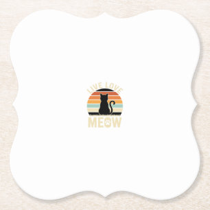 Leef Lief Meow Vintage Kat Zonsondergang Design_1 Kartonnen Onderzetters