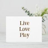 Leef lief speel zwart oranje sporter modern q kaart (Staand voorkant)