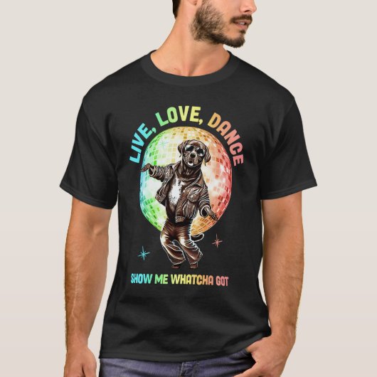 Leef Liefde Dans Disco Labrador Retriever Retro Da T-shirt (Voorkant)