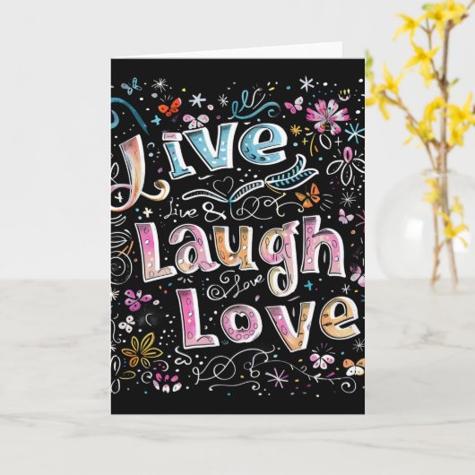 Leef, Liefde en Lach Kaart (Gele Bloem)