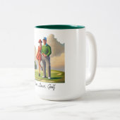 Leef, Liefde, Golf Tweekleurige Koffiemok (Voorkant rechts)