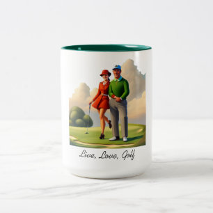 Leef, Liefde, Golf Tweekleurige Koffiemok