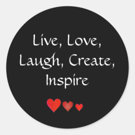 Leef, Liefde, Lach, Creëer, Inspireren Ronde Sticker