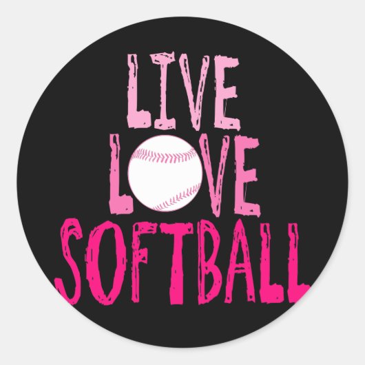 Leef, Liefde, Softball Ronde Sticker (Voorkant)