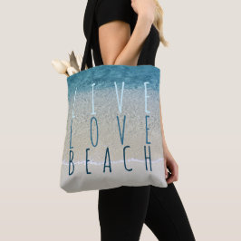 Leef Liefde Strand Turquoise Blauwe Oceaan Surf Go Tote Bag