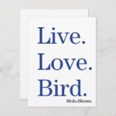 Leef. Liefde. Vogel. Briefkaart (Voorkant / Achterkant)
