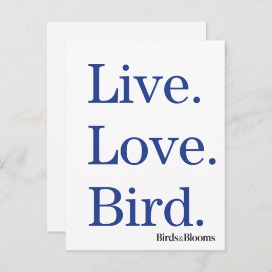 Leef. Liefde. Vogel. Briefkaart (Voorkant / Achterkant)