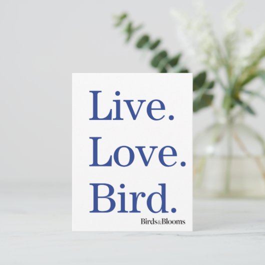 Leef. Liefde. Vogel. Briefkaart (Staand voorkant)