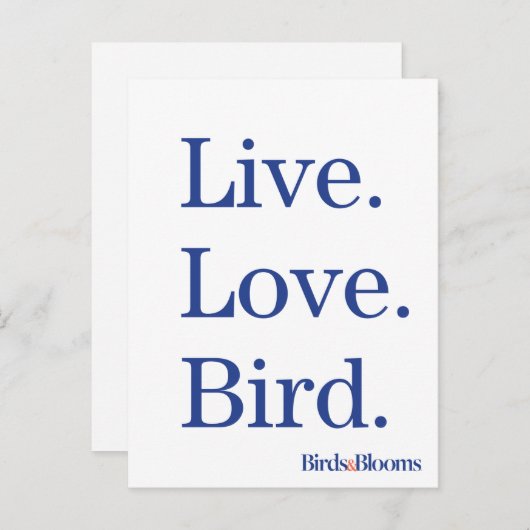 Leef. Liefde. Vogel. Briefkaart (Voorkant / Achterkant)