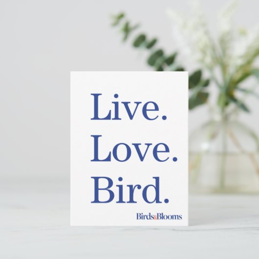 Leef. Liefde. Vogel. Briefkaart (Staand voorkant)