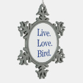 Leef. Liefde. Vogel. Tin Sneeuwvlok Ornament (Links)