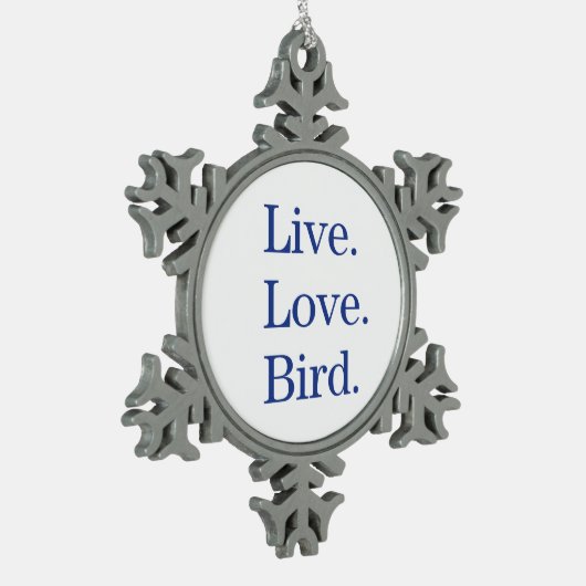 Leef. Liefde. Vogel. Tin Sneeuwvlok Ornament (Links)