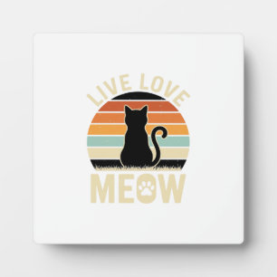 Leef Liever Poezen Vintage Kat Zonsondergang Desig Fotoplaat
