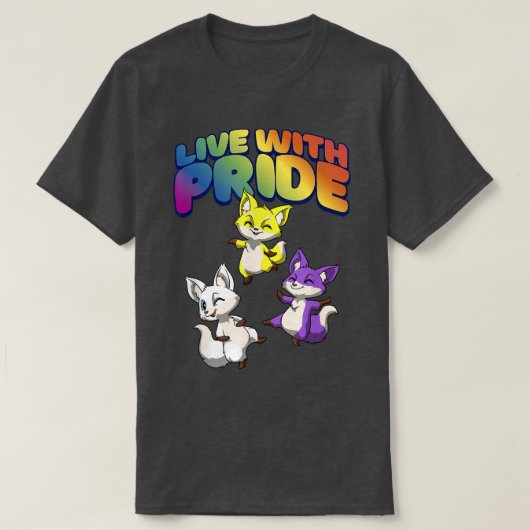 Leef met Pride Kawaii nonbinary & Genderqueer voor T-shirt (Design voorkant)