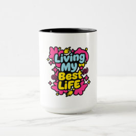 Leef mijn beste leven kleurrijke pop art graphics mok