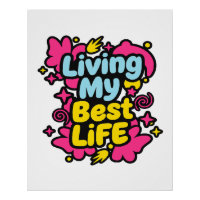 Leef mijn beste leven kleurrijke pop art graphics