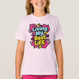 Leef mijn beste leven kleurrijke pop art graphics t-shirt