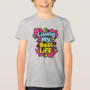 Leef mijn beste leven kleurrijke pop art graphics Tri-Blend shirt