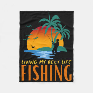 Leef mijn beste leven Live om te vissen en vis om Fleece Deken