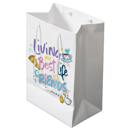 Leef mijn beste leven met FRIENDS™ Medium Cadeauzakje (Voorkant Gekanteld)