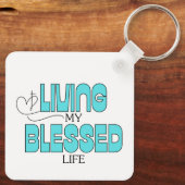 Leef mijn gezegende leven Aqua Blue Sleutelhanger (Achterkant)
