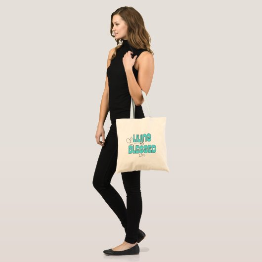 Leef mijn gezegende leven Aqua Blue Tote Bag (Voorkant (model))
