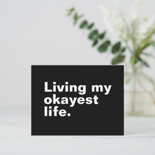 Leef mijn leukste leven. Grappig basic text design Briefkaart (Staand voorkant)