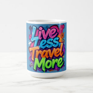Leef Minder Reis Meer Neon Graffiti Reis Citaat Koffiemok