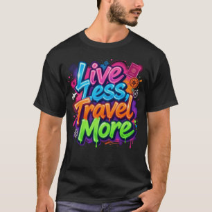 Leef Minder Reis Meer Neon Graffiti Reis Citaat T-shirt