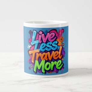 Leef Minder Reis Meer Neon Graffiti Reis Quote Grote Koffiekop