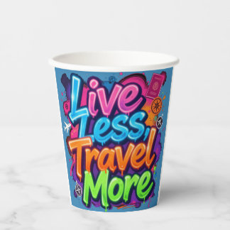 Leef Minder Reis Meer Neon Graffiti Reis Quote Papieren Bekers