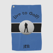 Leef naar Golf Citaat Met Monogram Koninklijk Blau Golfhanddoek (Voorkant)