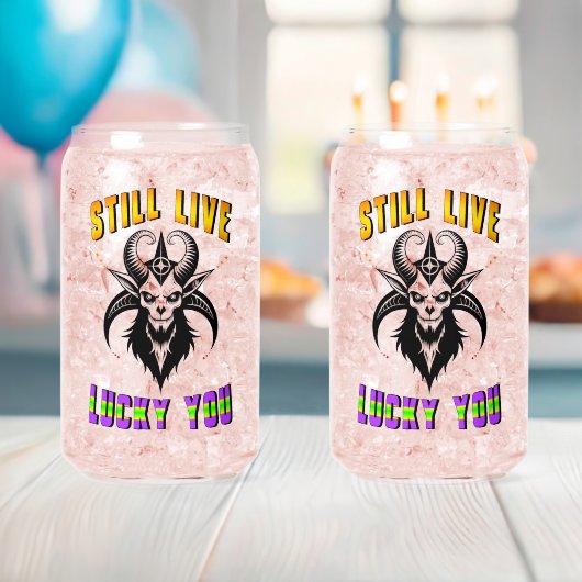 Leef nog steeds gelukkig blikvorm glas (Insitu (Baby Shower))