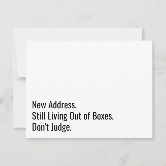 Leef nog steeds uit dozen, beoordeel geen grappige notitiekaartje (Voorkant)