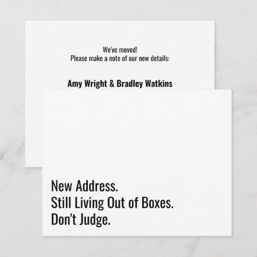 Leef nog steeds uit dozen, beoordeel geen grappige notitiekaartje (Voorkant / Achterkant)