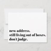 Leef nog steeds uit dozen, beoordeel geen grappige notitiekaartje (Voorkant)