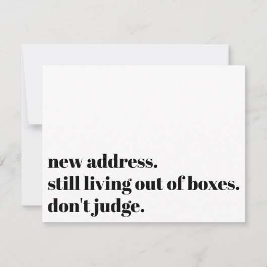 Leef nog steeds uit dozen, beoordeel geen grappige notitiekaartje (Voorkant)