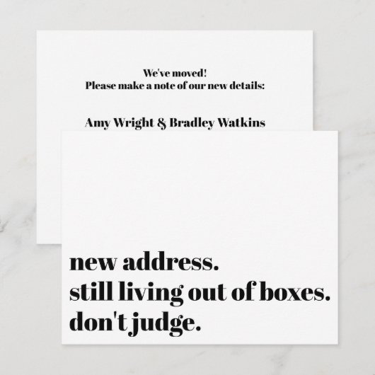 Leef nog steeds uit dozen, beoordeel geen grappige notitiekaartje (Voorkant / Achterkant)