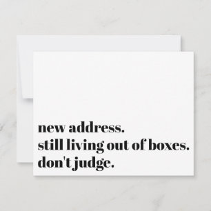 Leef nog steeds uit dozen, beoordeel geen grappige notitiekaartje