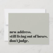 Leef nog steeds uit dozen, oordeel niet over Sage Notitiekaartje (Voorkant)