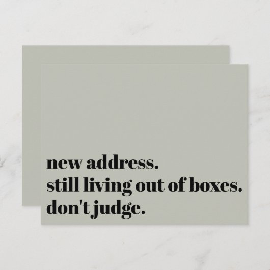 Leef nog steeds uit dozen, oordeel niet over Sage Notitiekaartje (Voorkant / Achterkant)