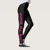 Leef om te rennen! Ren naar Live! Zwart & Heet Roz Leggings (Rechts)