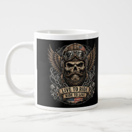 Leef om te rijden Bearded Skull Biker Grote Koffiekop