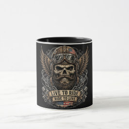 Leef om te rijden Bearded Skull Biker Mok