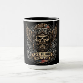 Leef om te rijden Bearded Skull Biker Mok