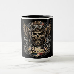 Leef om te rijden Bearded Skull Biker Mok