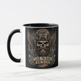 Leef om te rijden Bearded Skull Biker Mok