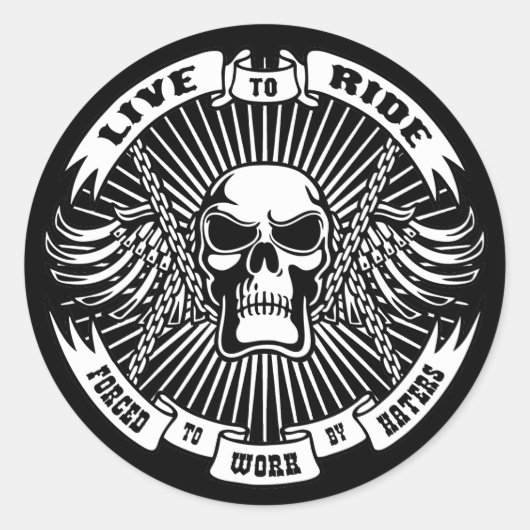 Leef om te rijden, gedwongen om te werken ronde sticker (Voorkant)