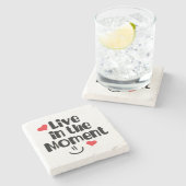 Leef op het moment stenen onderzetter (Zijkant)