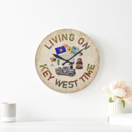 Leef op Key West Time Clock Grote Klok (Huis)